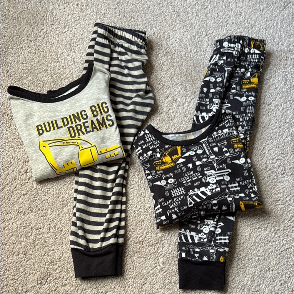 Kids Construction Pajama Set - Black and Yellow